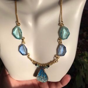 1920s Glass Flapper Butterfly Wing Necklace